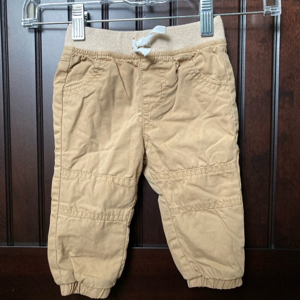 Cat & Jack Kids Joggers Boys Size 6-9 months Tan Green - Picture 2 of 9